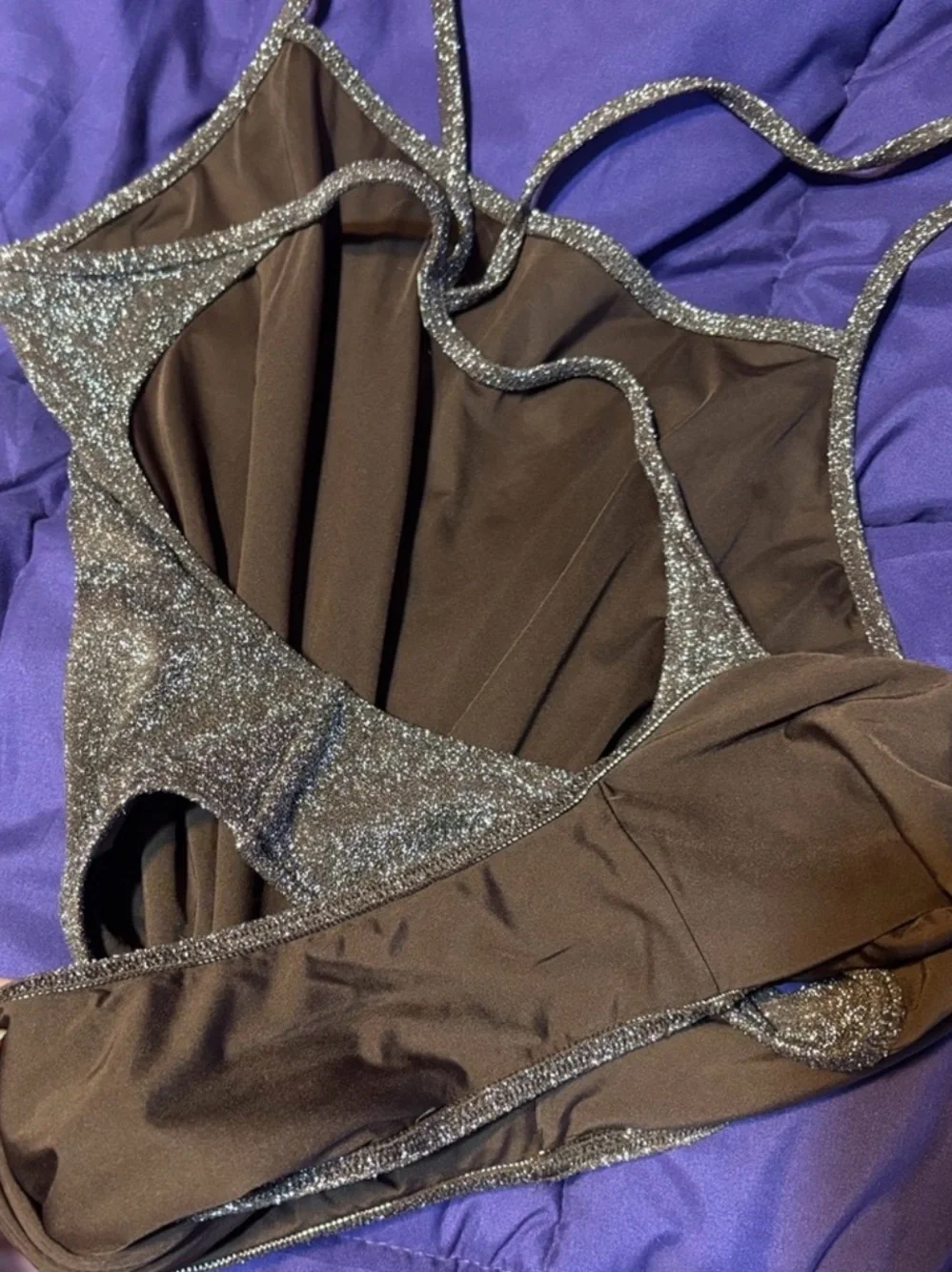 SKIMS Metallic Shimmer One-Piece Swimsuit in Cocoa